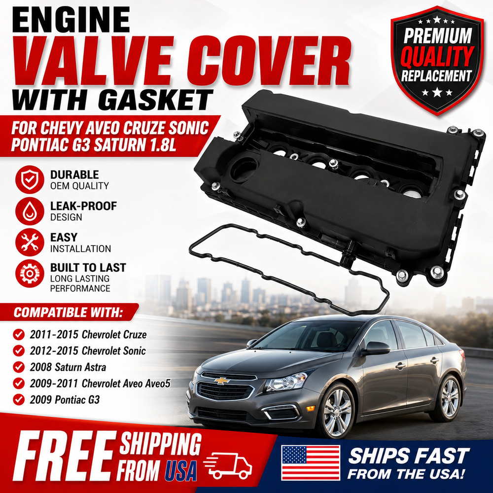Engine Valve Cover w/ Gasket for Chevy Aveo Cruze Sonic Pontiac G3 Saturn Astra